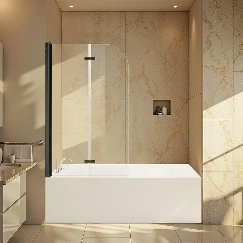 OEM Corner Shower tub door Folding door Clear Tempered Glass for bathroom Featured Image